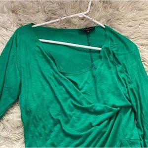 green long sleeve wrap detail top size medium excellent condition!!!